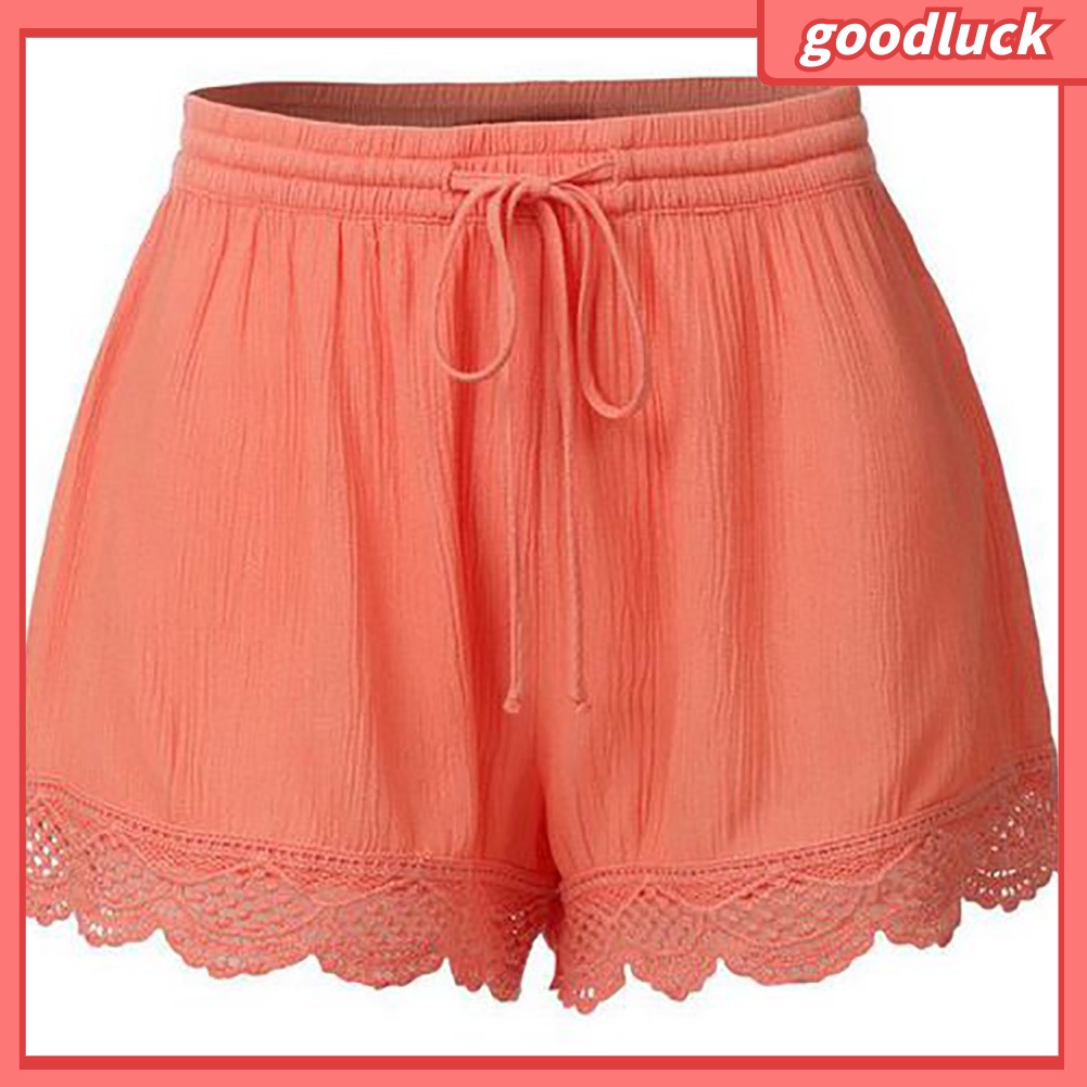 [ULK] Quần Short Dáng Rộng Dây Rút Màu Trơn Giản Dị Thời Trang Mùa Hè Dành Cho Bạn Nữ