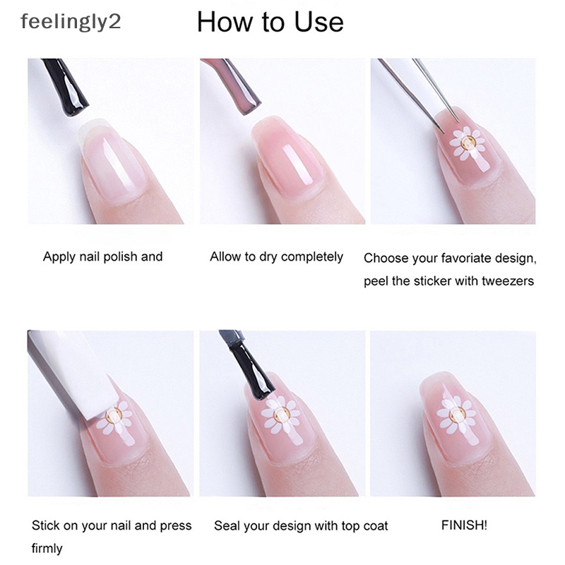 Miếng Dán Móng Tay Tự Dính Họa Tiết Hoa Dập Nổi 5D DIY