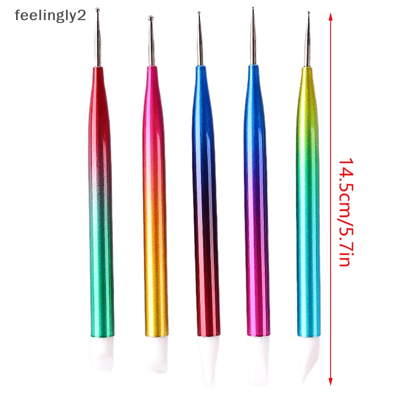 Set 5 Bút Hai Đầu Đính Đá Trang Trí Móng Tay Nghệ Thuật