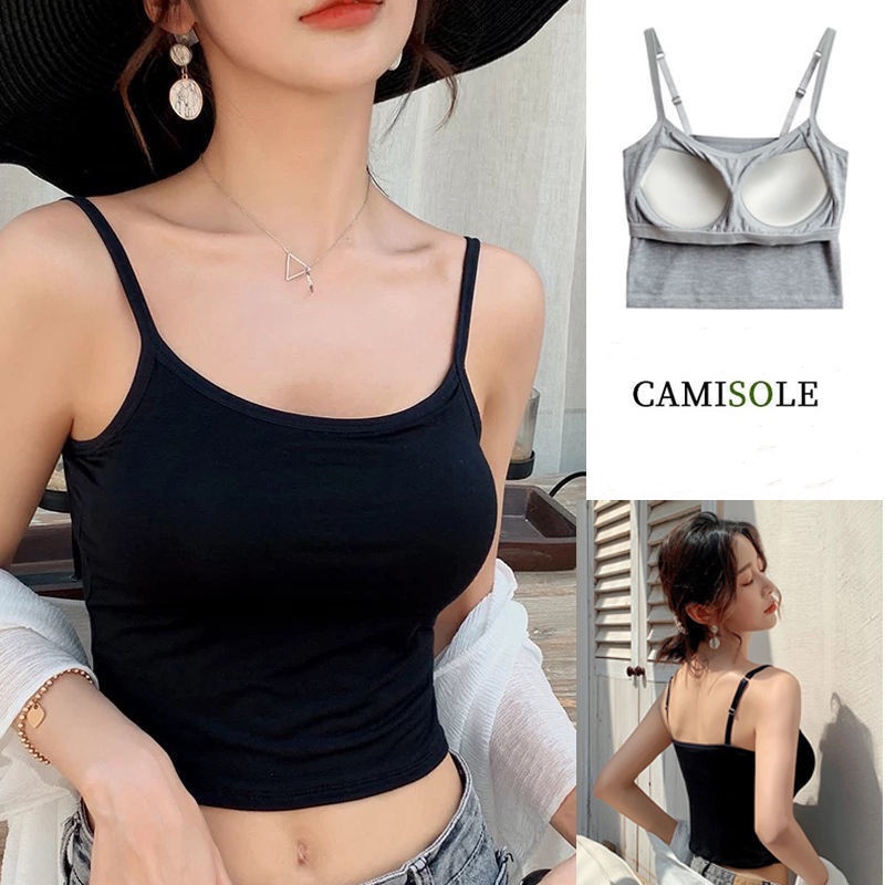 Áo Hai Dây Croptop Có Mút Đệm Ngực Không Gọng Thép Thời Trang Quyến Rũ Cho Nữ