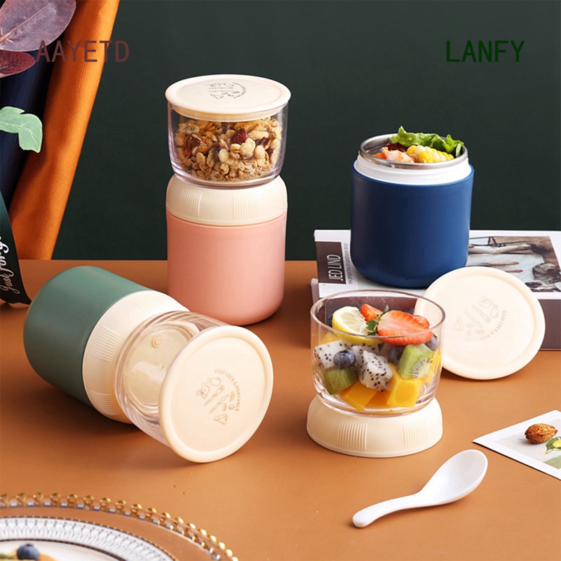 Cốc Đựng Thức Ăn Trưa 700ml Chống Rò Rỉ Kèm Túi Cách Nhiệt Và Muỗng Cho Trường Học / Văn Phòng / Ngoài Trời