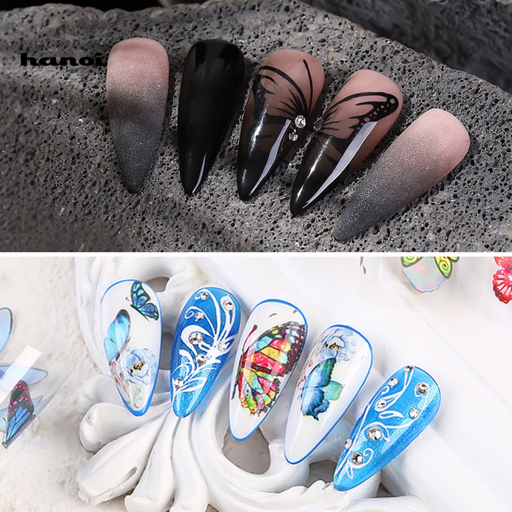 Set 10 Miếng Dán Trang Trí Móng Tay Hình Bướm Nhiều Màu Sắc DIY Dành Cho Nữ