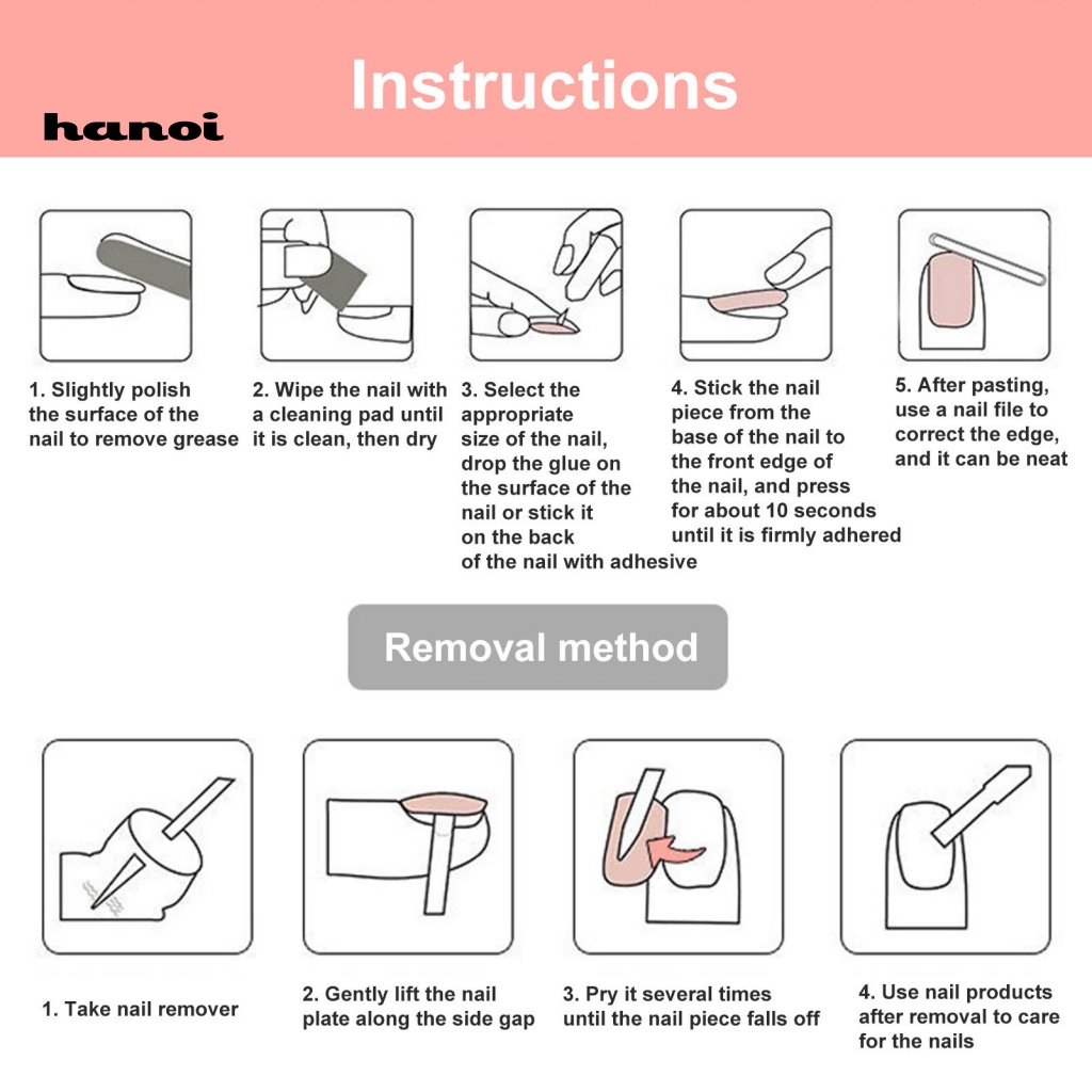 Miếng Dán Trang Trí Móng Tay Bằng ABS Chống Mòn Họa Tiết Trái Tim Màu Hồng Xinh Xắn