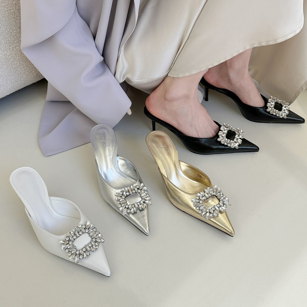 Duoya Tóc Thẳng ~ [Hàng Có Sẵn] Sandal Cao Gót Đính Đá Sang Trọng Cho Mẹ Và Con Gái