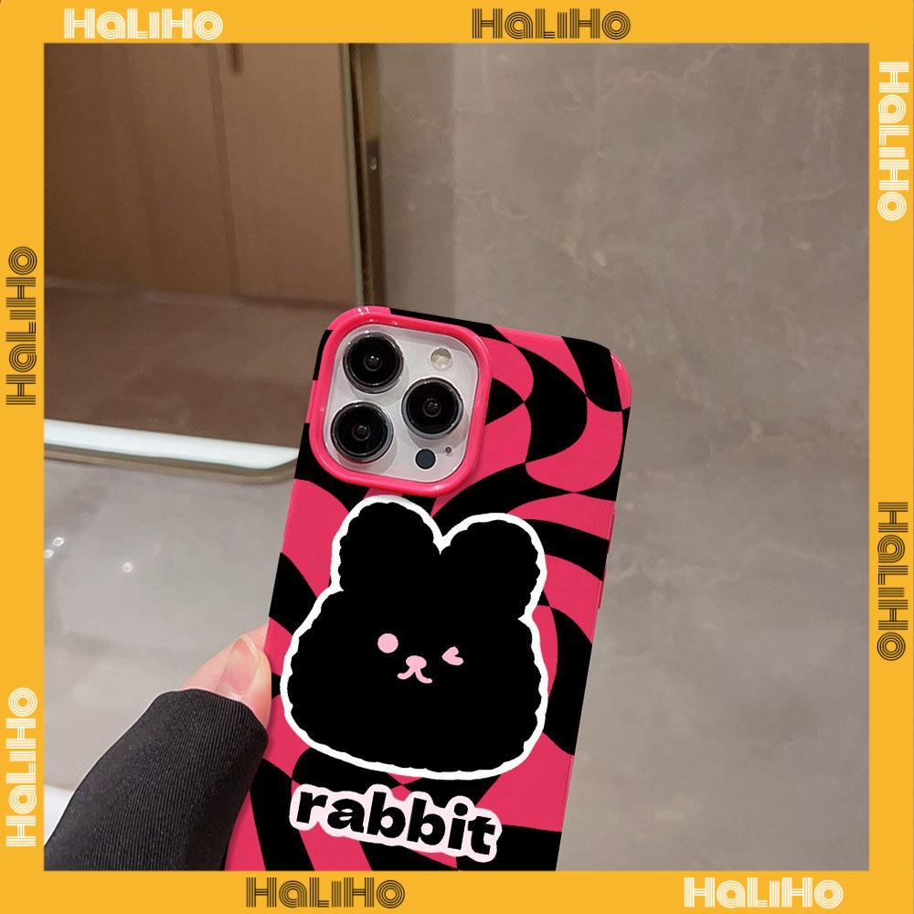 For iPhone 11 iPhone Case Red Glossy TPU Soft Case Shockproof Protection Camera Cute Black Big Head Rabbit Compatible with iPhone 14 13 Pro max 12 Pro Max 11 xr xs max 7 8Plus