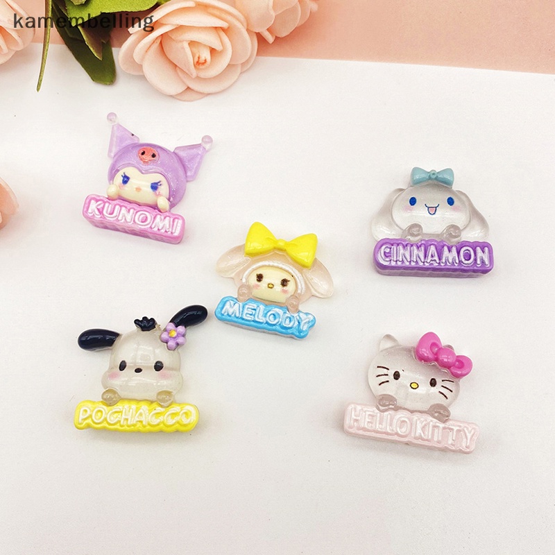 Bộ 2 Phụ Kiện Trang Trí Hình Cinnamoroll Hello Kitty Kuromi Bằng Nhựa Phát Quang DIY