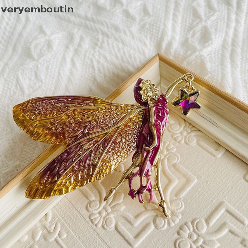Ghim Cài Áo Hình Thiên Thần Tiên Màu Gradient Tráng Men Ngôi Sao May Mắn Dễ Thương Cho Nữ