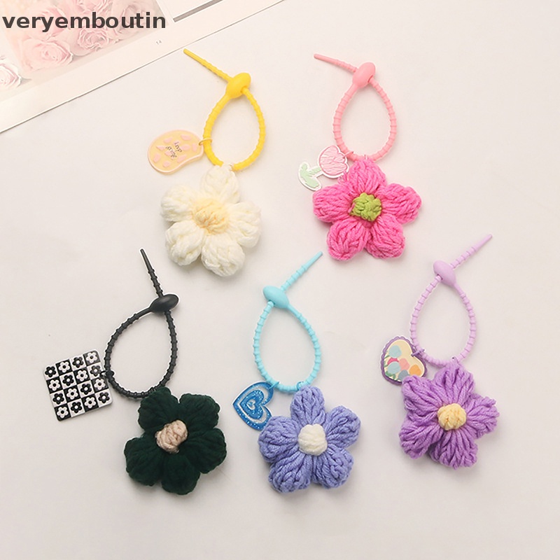 Móc Khóa Đan Len Hình Hoa Nhiều Màu Sắc Sáng Tạo Dễ Thương