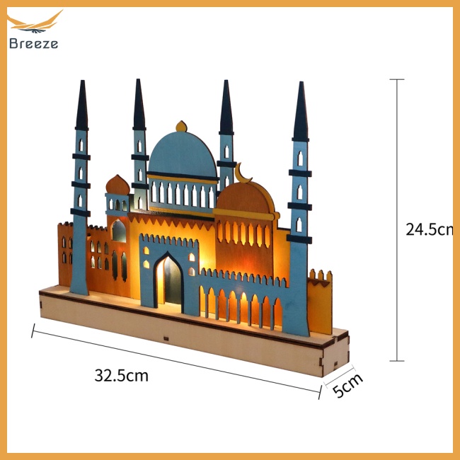 Đèn Led Để Bàn Trang Trí Bằng Gỗ Phong Cách Hồi Giáo Ramadan Eid Mubarak