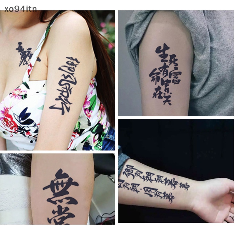 Hình Xăm Dán Tạm Thời Họa Tiết Chữ Trung Quốc Chống Nước Cho Nam Và Nữ
