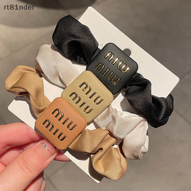 Rt Dây Buộc Tóc Lụa Sa Tanh Co Giãn Màu Trơn In Chữ Cho Nữ