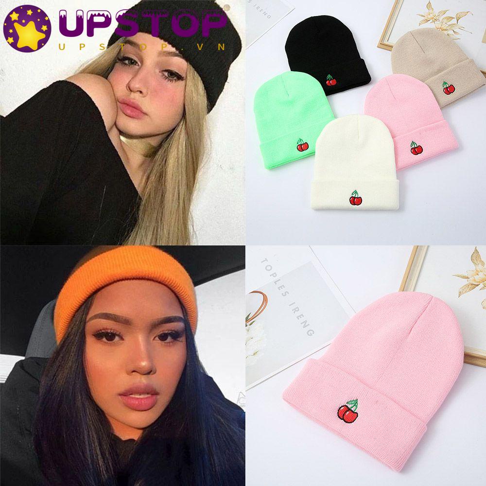 Mũ Len Trùm Đầu Màu Trơn Dễ Thương Cho Nữ