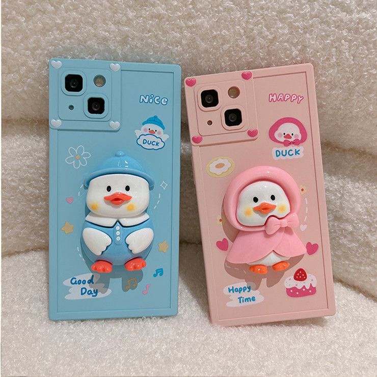 Ốp Điện Thoại In Hình Vịt Hoạt Hình 3D Cho IPhone 12 13 14 11 Pro Max X Xs Max Xr Ffxcz