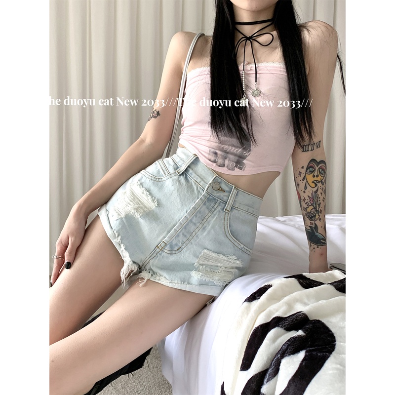 Quần Short Denim Rách Thời Trang Dành Cho Nữ