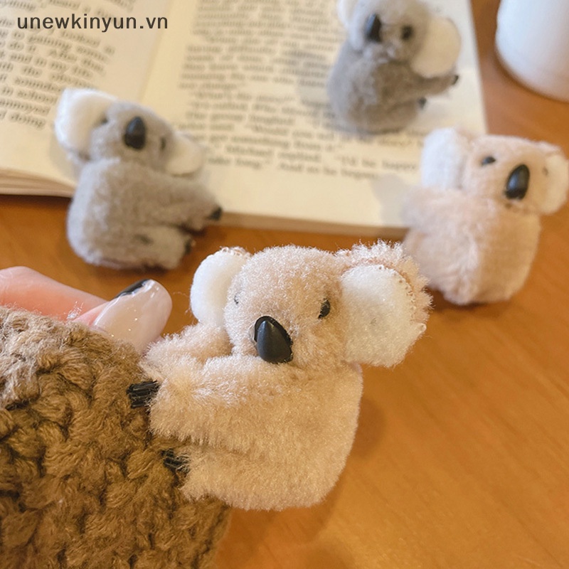 Set 2 Kẹp Tóc Hình Gấu Koala 3D Bằng Lông Nhung Dễ Thương Xinh Xắn