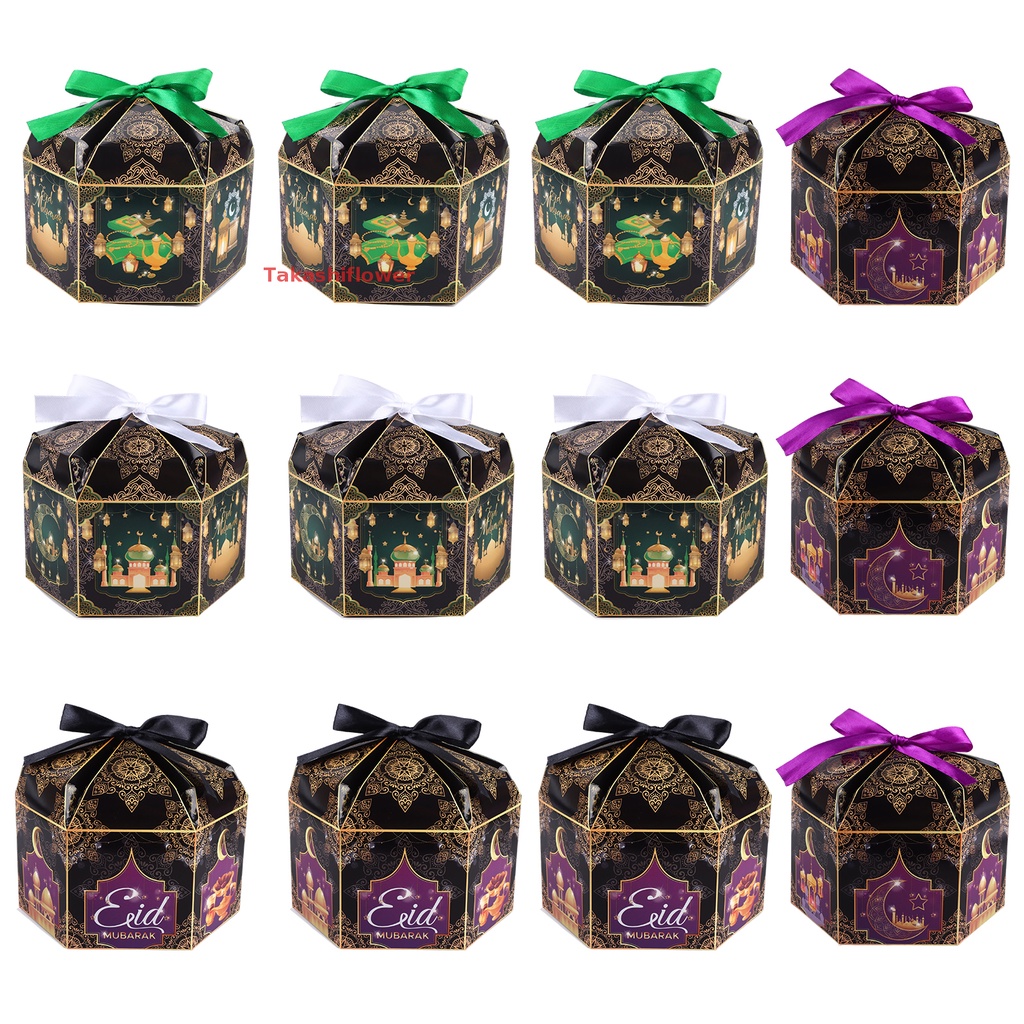Set 12 Hộp Giấy Đựng Kẹo Eid Mubarak