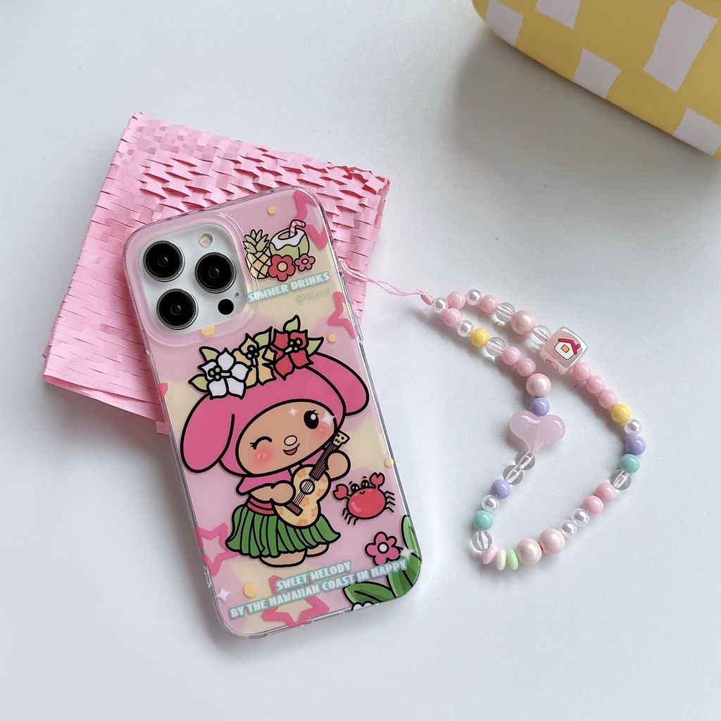 Ốp Điện Thoại IMD Hai Mặt Chống Sốc Hình Cún Melody Dễ Thương Gắn Dây Đeo Cho IPhone 14 13 12 11 Pro Max