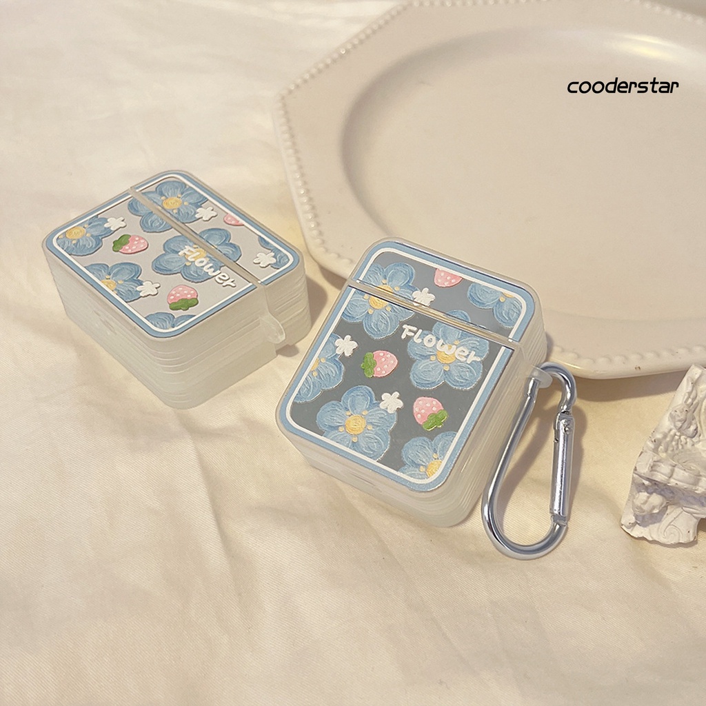 Vỏ Bảo Vệ Hộp Đựng Tai Nghe Airpods 1 / 2 / 3 Bằng TPU Tráng Gương In Họa Tiết Hoa &amp; Việt Quất Nhỏ Gọn Chống Sốc / Rơi Tiện