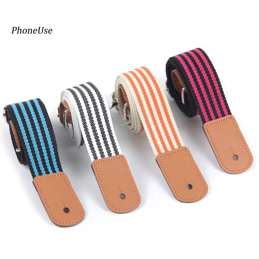 Dây Đeo Đàn Ukulele Chất Liệu Cotton PU Kẻ Sọc Hai Màu Có Thể Điều Chỉnh