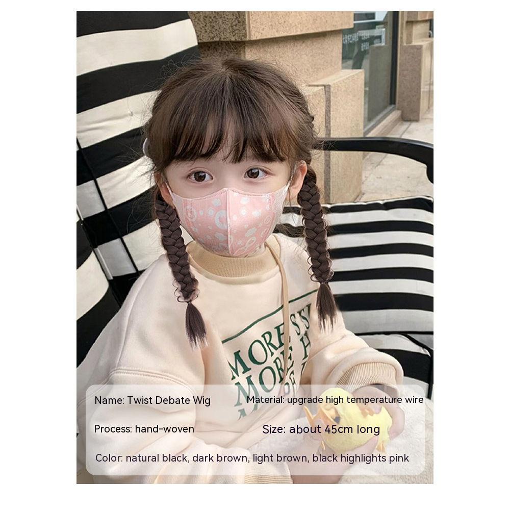 Dây Buộc Tóc Giả Thắt Bím Đuôi Ngựa Tự Nhiên Dễ Thương Cho Bé Gái Chơi Boxing