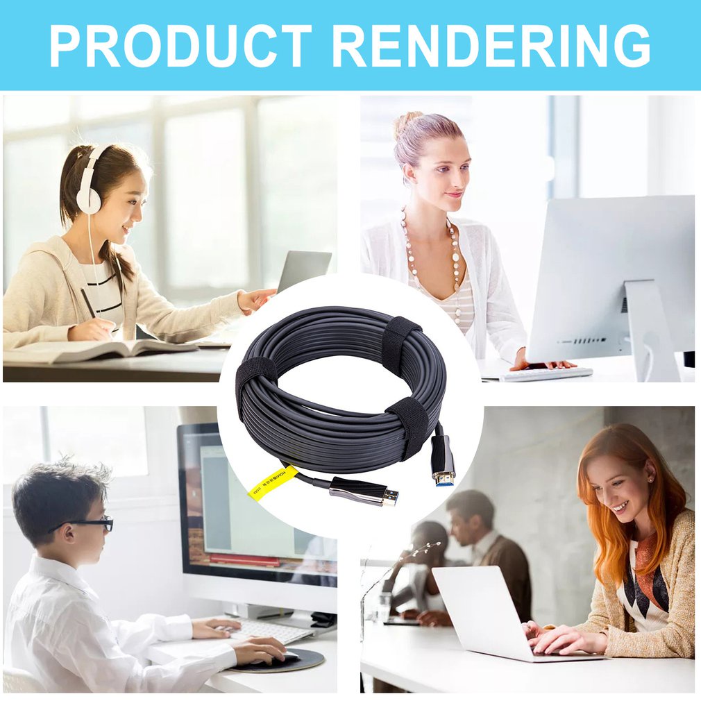 20M Optical Fiber Cable Hdmi-Compatible Data Cables High-Definition Cord Support 2.0 4K@60Hz B-B High Definition Cords [Q/1]