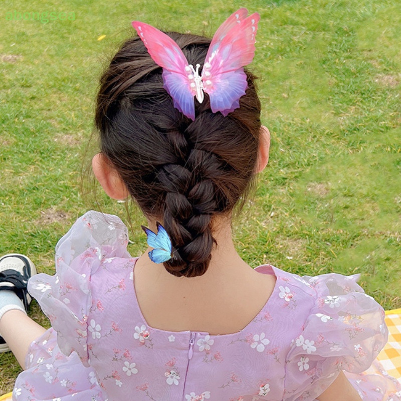 Kẹp Tóc Hình Cánh Bướm Đính Ngọc Trai Xinh Xắn Cho Bé Gái