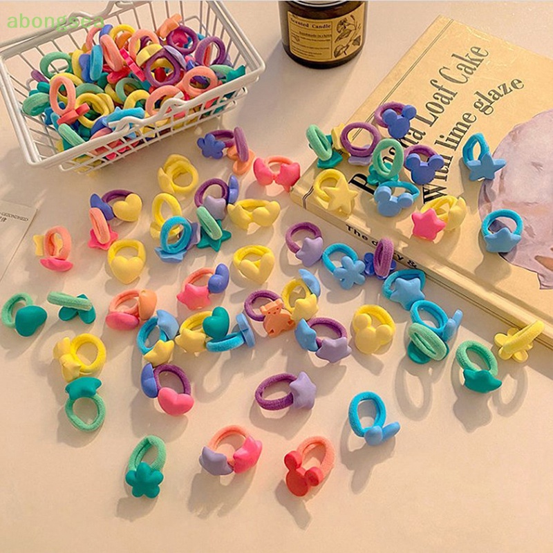 1 Bộ Dây Buộc Tóc Co Giãn Màu Kẹo Ngọt Ngào Dễ Thương Cho Bé Gái