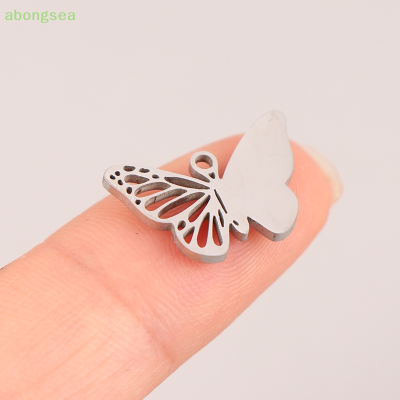 Abongsea Mặt Dây Chuyền Hình Bướm Rỗng Bằng Thép Không Gỉ Tráng Gương Đơn Giản Quyến Rũ