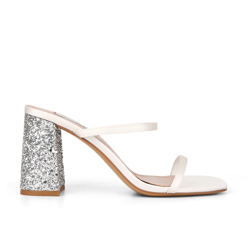 Duoya Tóc Thẳng ~ [Hàng Có Sẵn] Dép Sandal Cao Gót Vải Lụa Amin Dày Đính Kim Sa Thời Trang Mùa Hè Cho Nữ Miễn Phí Vận Chuyển