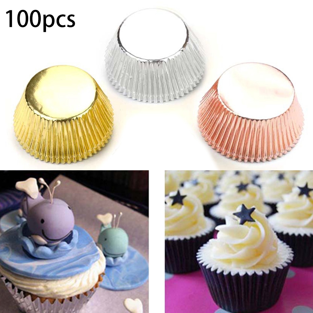 Set 100 Cốc Giấy Nhôm Làm Bánh Cupcake