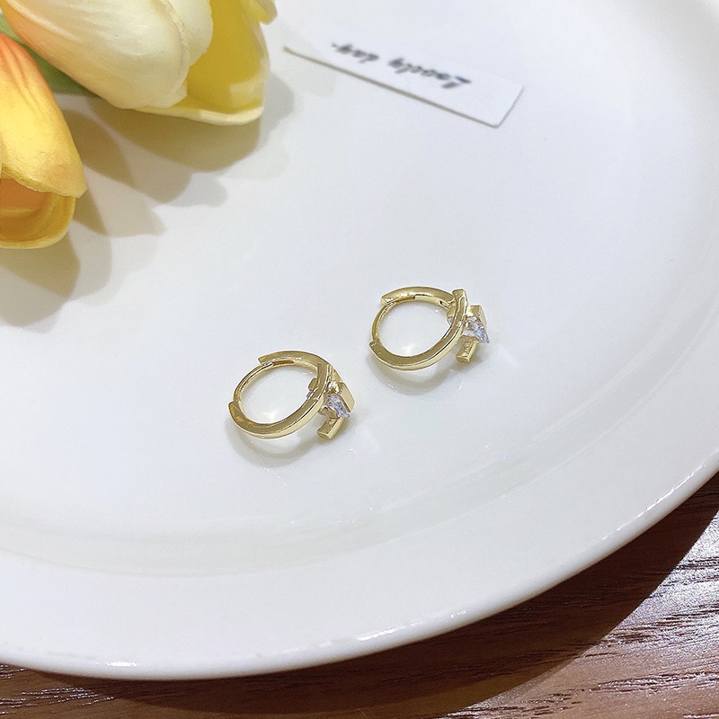 Bông Tai Bằng Thép Titan Đính Đá Zircon Hình Vuông Đơn Giản Thời Trang Hàn Quốc Cho Nữ