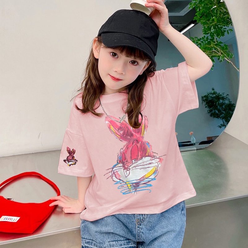 Áo Thun Tay Ngắn In Hoạt Hình Thoải Mái Thời Trang Mùa Hè Cho Bé Gái Trung Niên