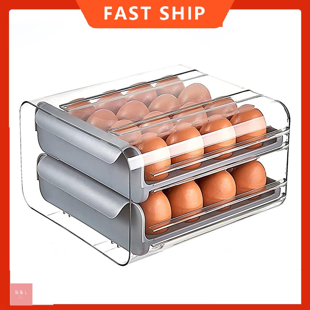 Hộp Đựng Trứng Tủ Lạnh Dung Tích Lớn Hộp Đựng Trứng Xếp Chồng Hai Lớp Tủ Lạnh Bảo Quản Nhà Bếp