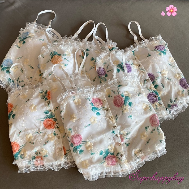 Áo Croptop Sát Nách Họa Tiết Hoa Hồng Phong Cách Retro Cho Nữ