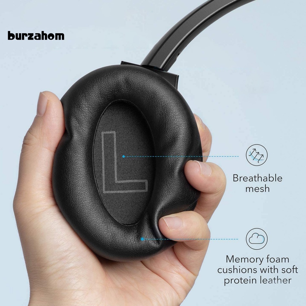 1 Cặp Đệm Tai Nghe Bluetooth Màu Đen Trọng Lượng Nhẹ Cho Anker Soundcore Life Q20 / Q20 BT