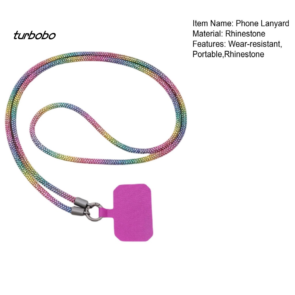 Dây Đeo Cổ Đính Đá 6mm Lấp Lánh Chống Rách Cho Điện Thoại