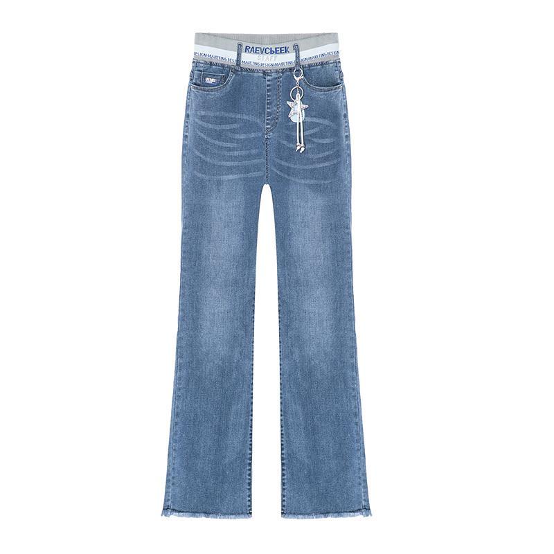 Quần Jeans Ống Loe Lưng Cao Co Giãn Thời Trang Thu Đông Dành Cho Nữ RI2Z