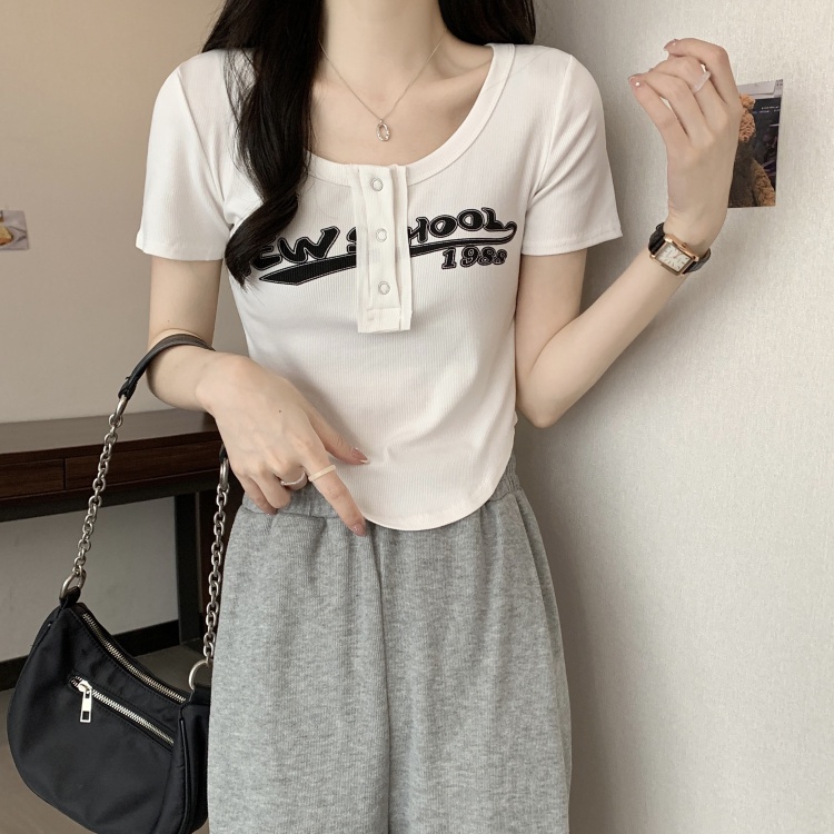 Áo Thun Ngắn Tay In Họa Tiết monogram Ngọt Ngào Thời Trang Mùa Hè Cho Nữ