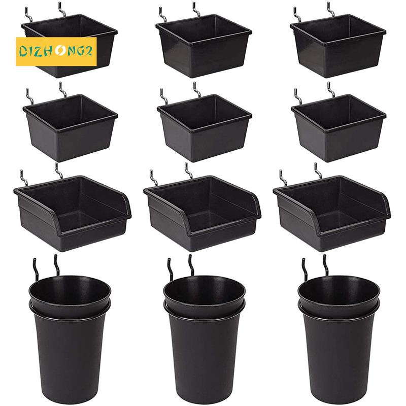 Pegboard Bins Peg Board Cups with Hooks &amp; Loops 12 Pack.Phụ kiện tổ chức phân loại.Tools Bộ hệ thống sắp xếp lưu trữ