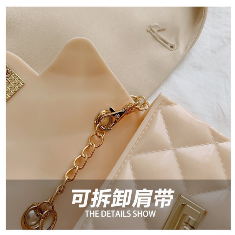 Túi Đeo Chéo Mini Đính Ngọc Trai Phối Dây Xích Thiết Kế Mới Cao Cấp Thời Trang