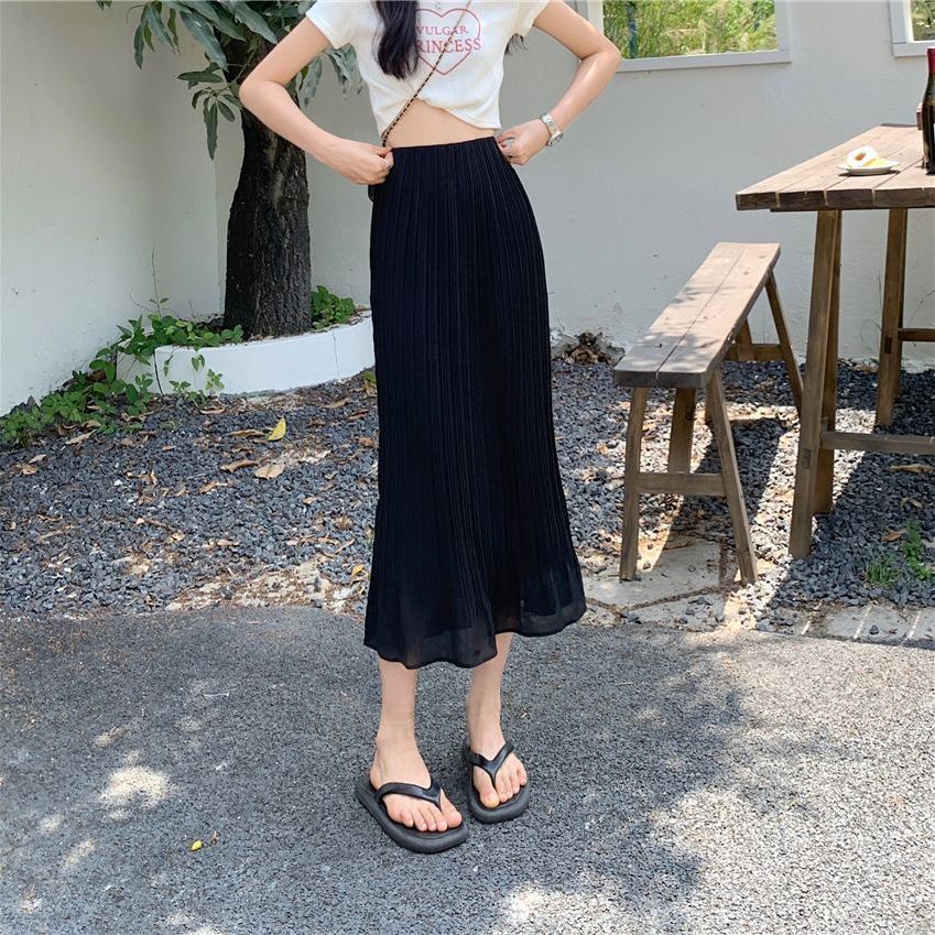 COZOK Chân Váy chiffon Lưng Cao Thời Trang Dễ Phối Đồ