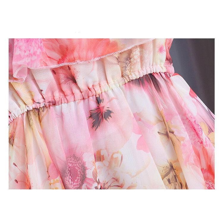 Đầm Hoa Dài 110-160cm Chất Liệu Chiffon Cho Bé Gái 2-13 Tuổi