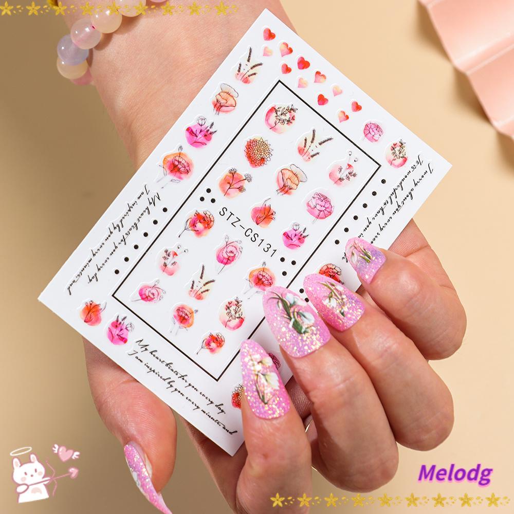 Miếng Dán Trang Trí Móng Tay Màu Trắng Xanh Lá Kiểu Pháp Dễ Thương