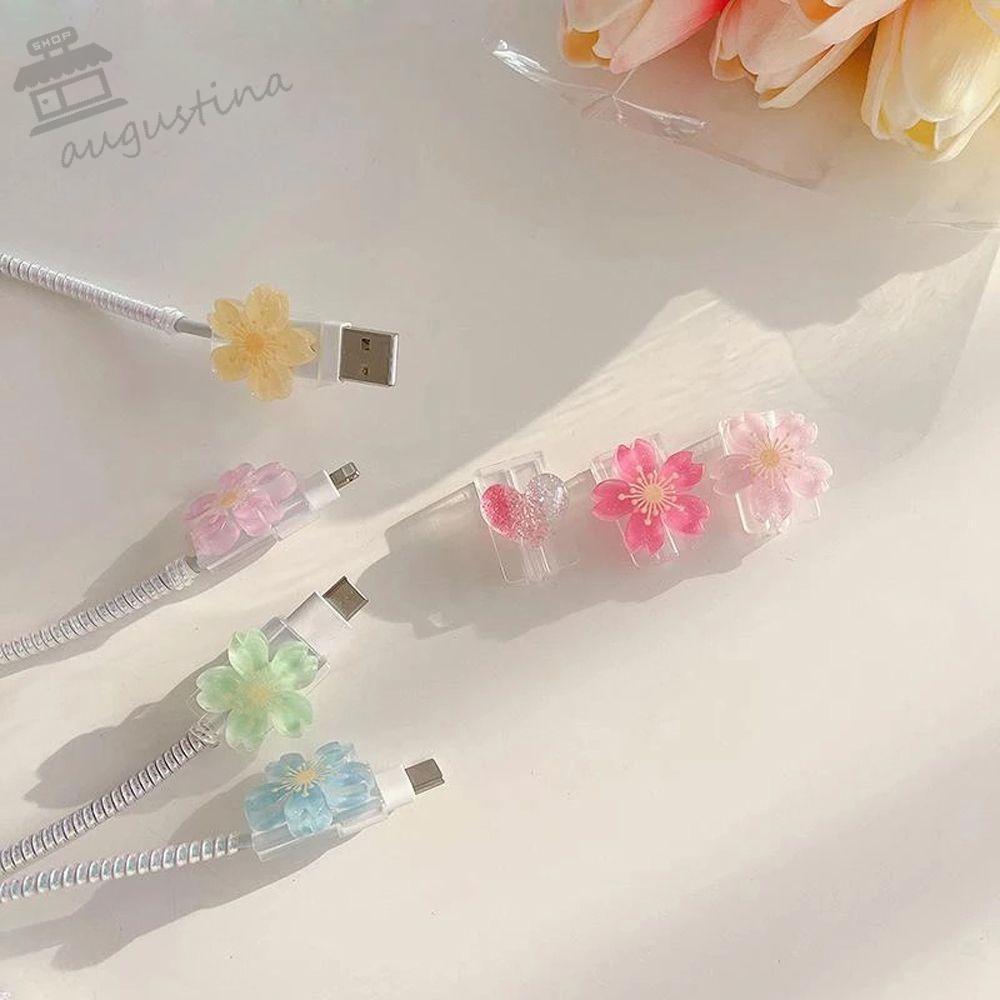 Phụ Kiện Bảo Vệ Dây Cáp Sạc USB Hình Bông Hoa AUGUSTINA