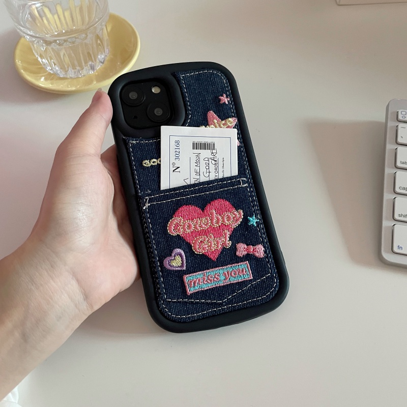 Ốp Điện Thoại Vải denim Có Ngăn Đựng Thẻ Cho iPhone 11 12 12Pro 12promax 13 14 13Pro 13promax 14Pro 14promax 13promax