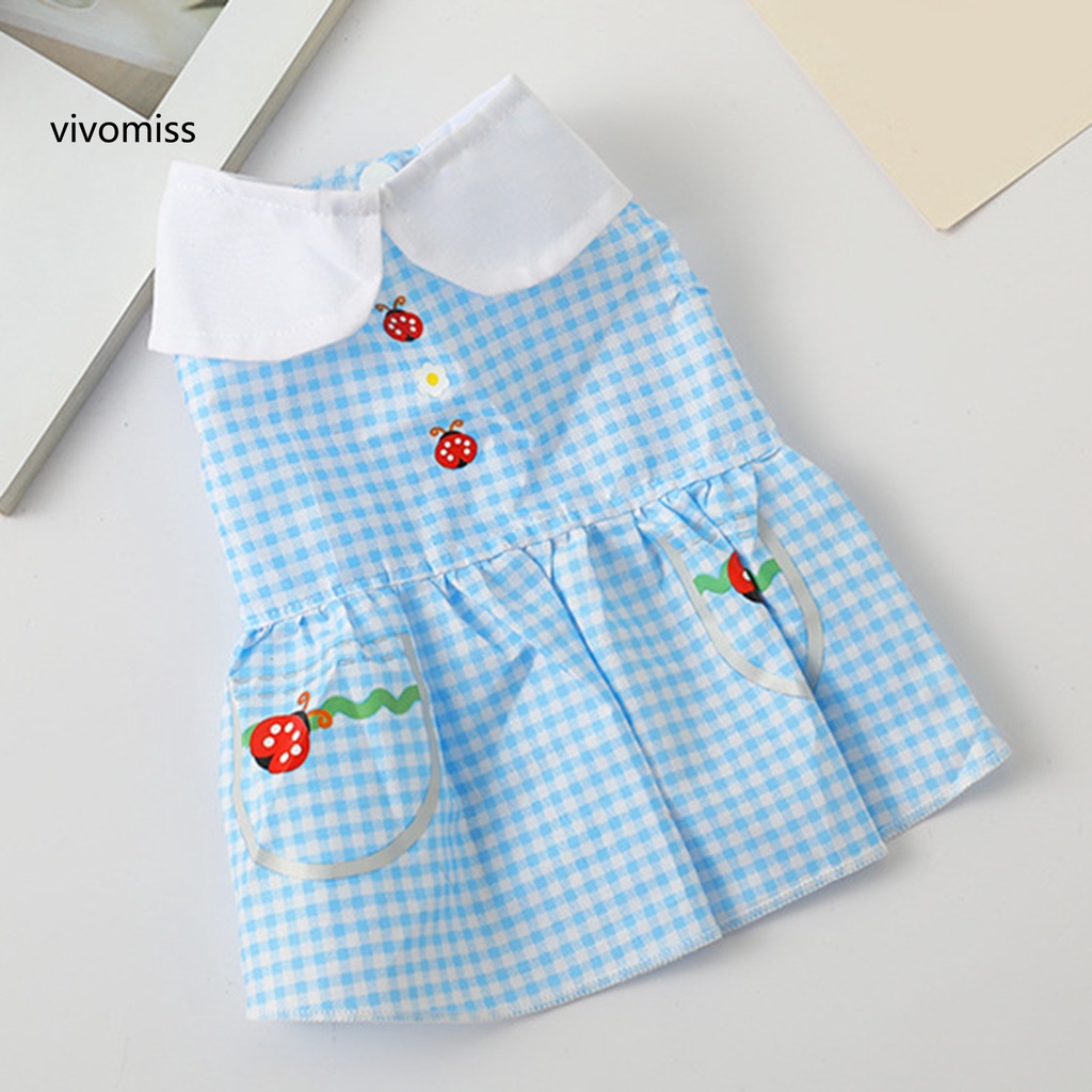 Đầm Công Chúa Họa Tiết Sọc Caro Thời Trang Mùa Hè Xinh Xắn Cho Thú Cưng