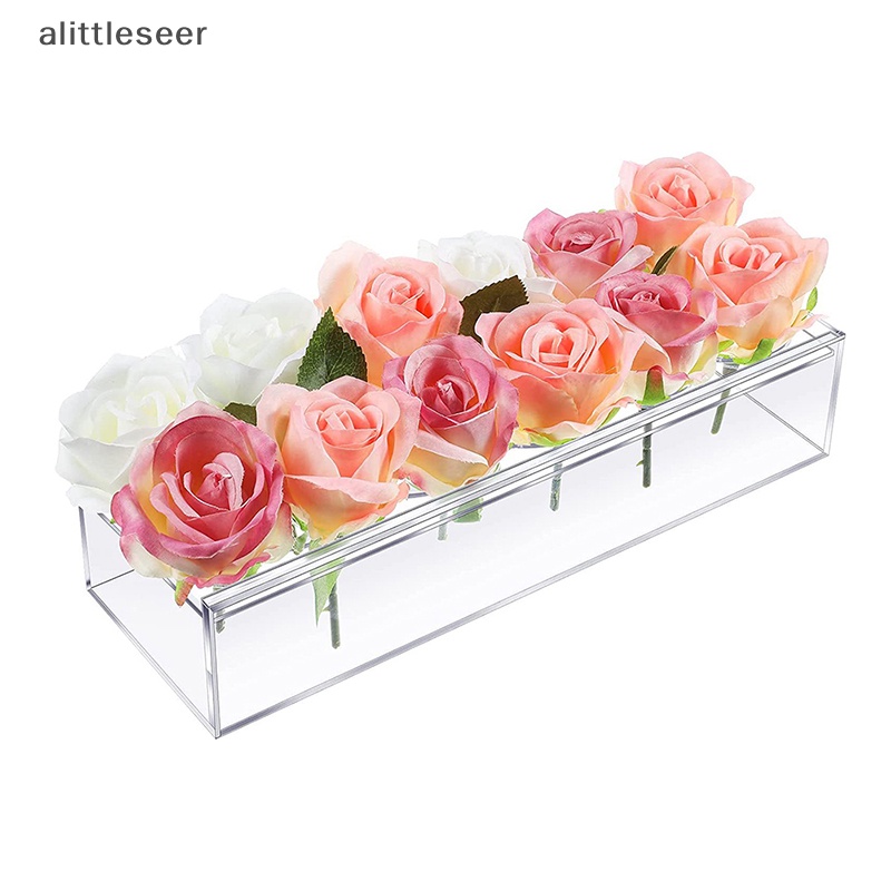 Lọ Hoa Hình Chữ Nhật Bằng Acrylic Trong Suốt Dùng Trang Trí Bàn Ăn