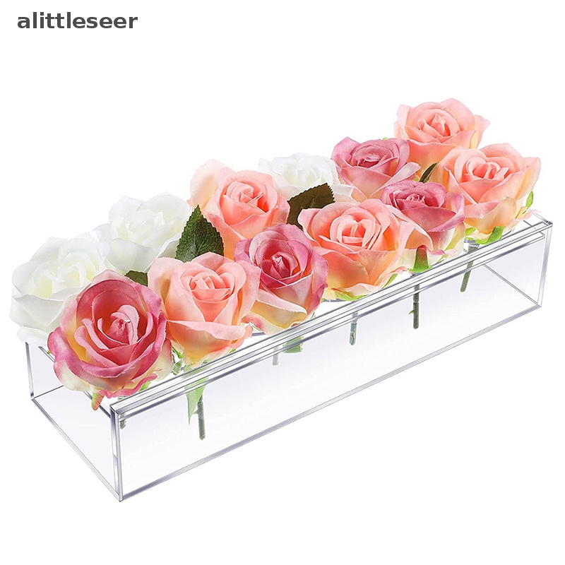 Lọ Hoa Bằng Acrylic Hình Chữ Nhật Dài Dùng Trang Trí