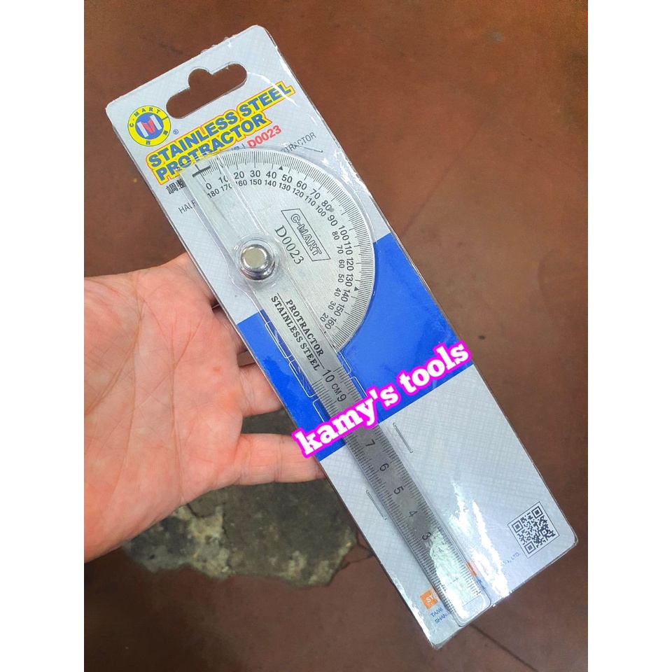 Thước đo góc 180 độ được làm từ thép không gỉ Cmart Model D0023 dài 100mm