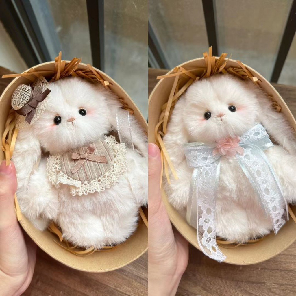 Hand-filled vertical-ear rabbit doll for girls holiday gift cute plush soft cute cute cute doll for beauty